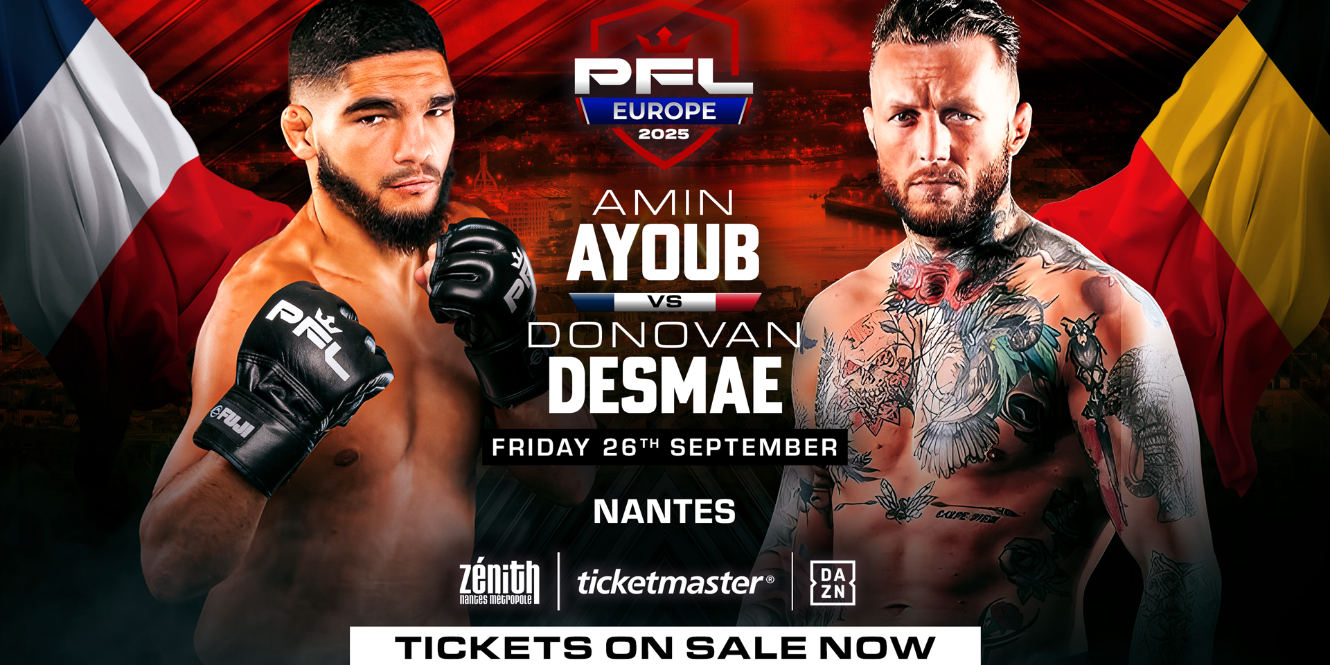 AMIN AYOUB SET FOR CO-MAIN EVENT AGAINST DONOVAN DESMAE AT PFL EUROPE NANTES AT THE ZENITH NANTES METROPOLE ON 26 SEPT