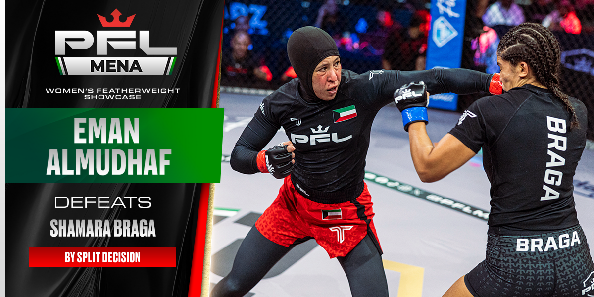 Eman Almudhaf battles back from being finished to score split-decision win