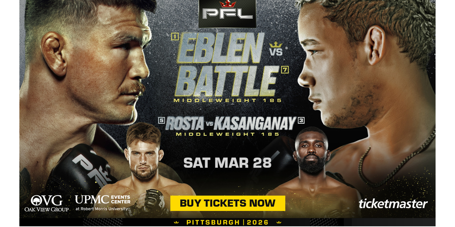 TWO MAIN CARD BOUTS ADDED TO PFL PITTSBURGH ON MARCH 28