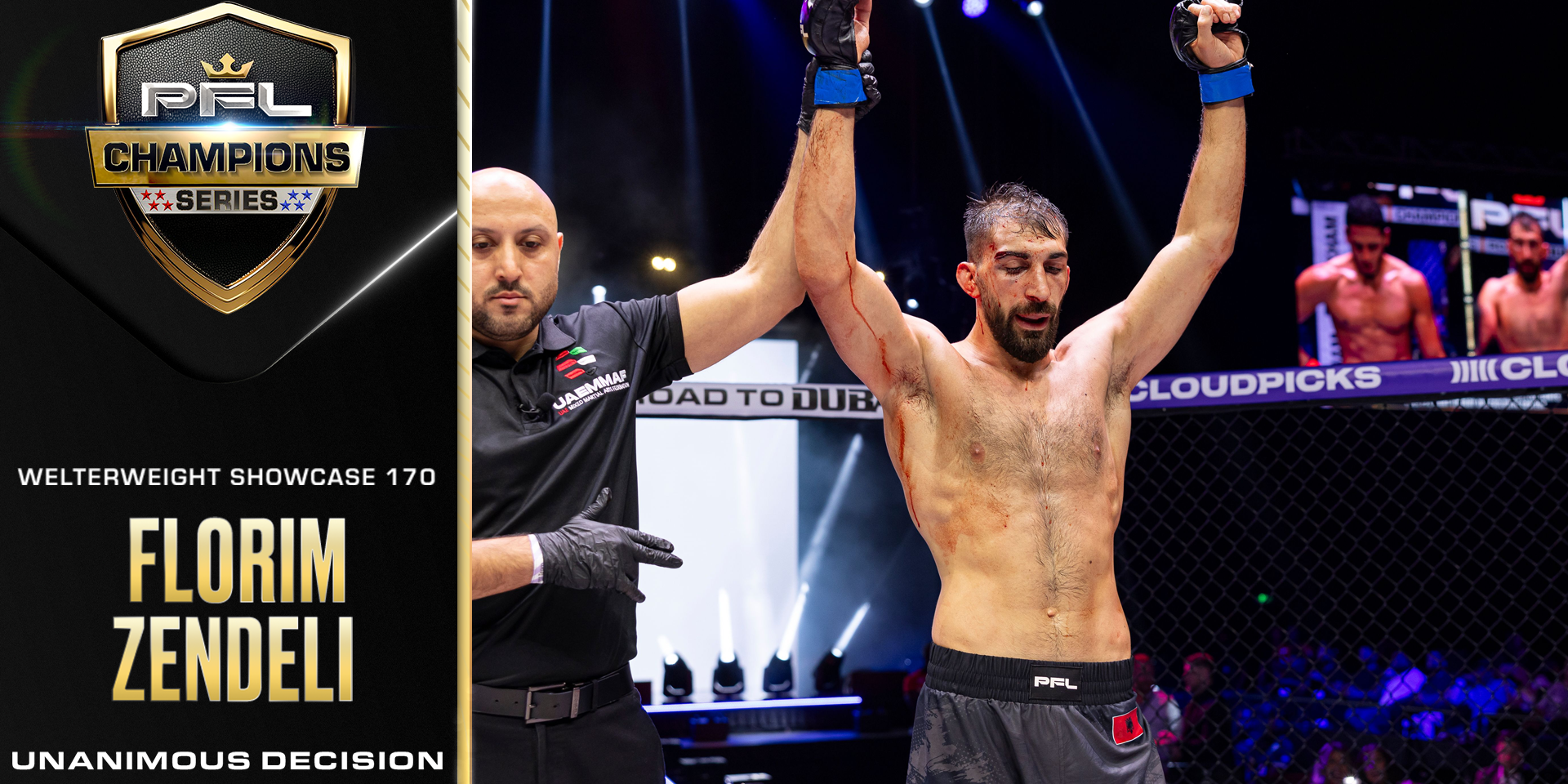 Florim Zendeli overcomes nasty cut to control action and score decision win