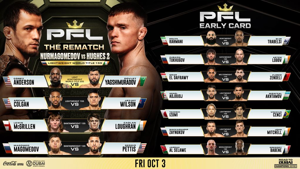 FULL CARD FOR PFL CHAMPIONS SERIES: ROAD TO DUBAI - THE REMATCH ON OCT. 3 UNVEILED thumbnail