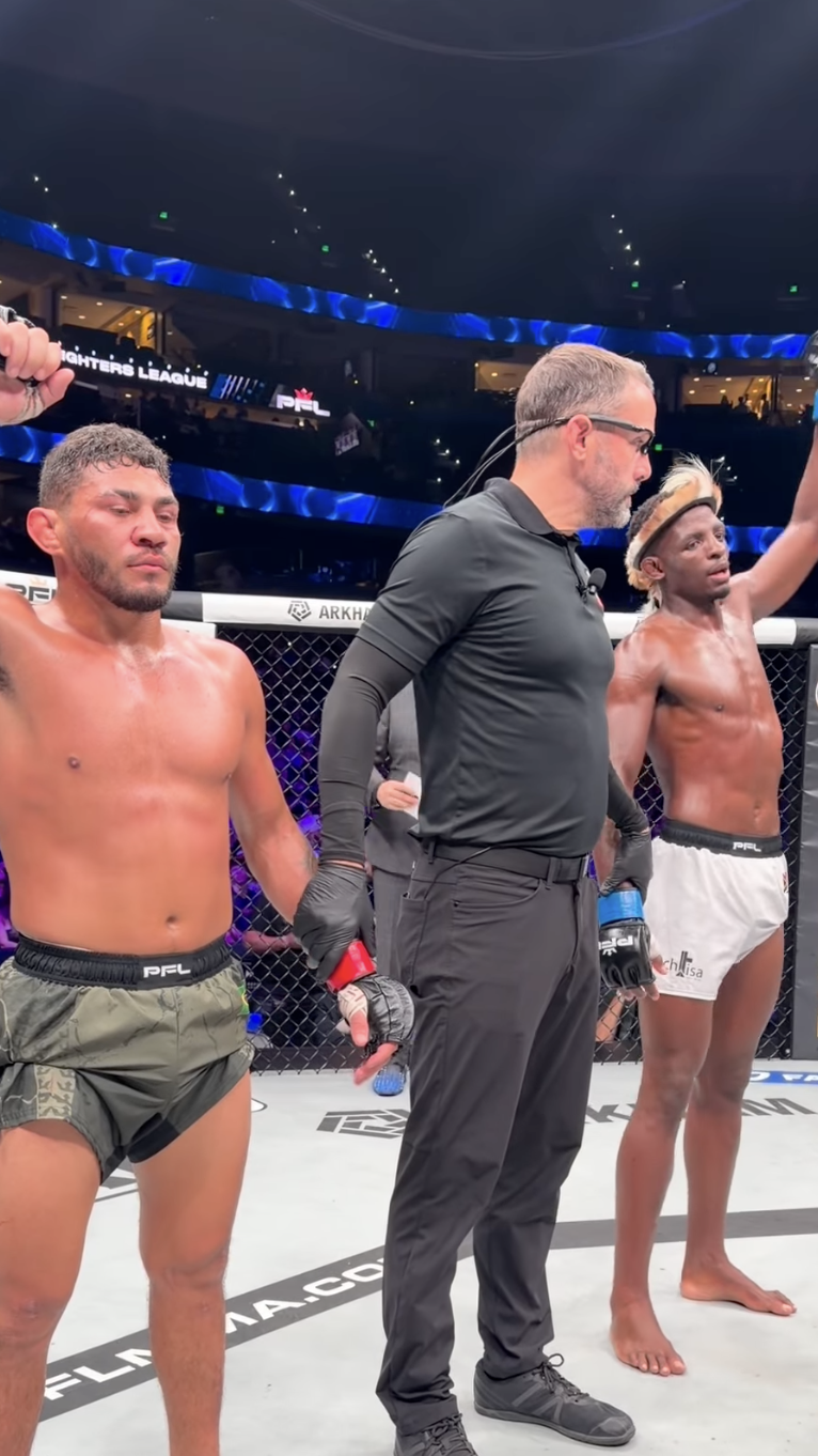 Nkosi Ndebele with the short notice win as he takes the W over Marcirley Alves with unanimous decision - PFL TAMPA Thumbnail